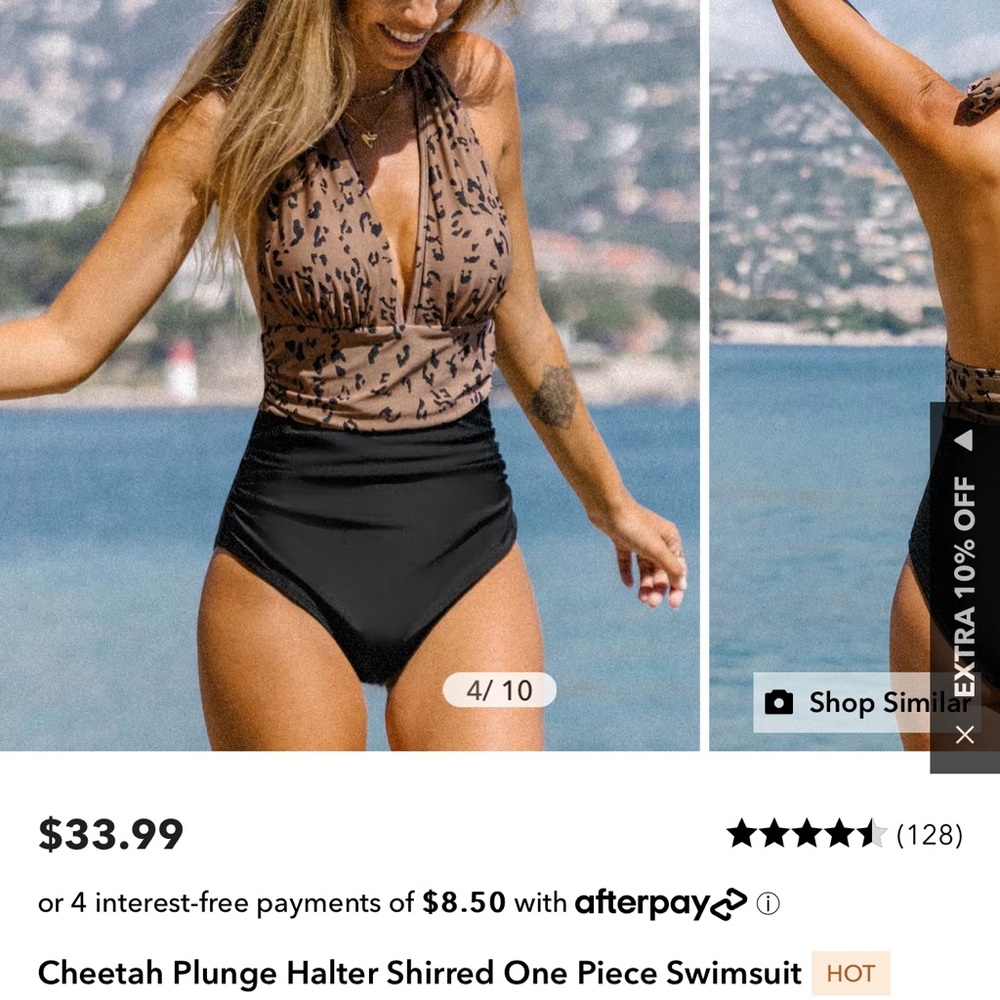 Cupshe Cheetah Plunge Swimsuit NWT